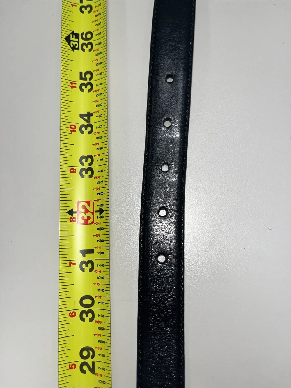 de Vecchi Black Leather Belt with Gold Buckle / Medium